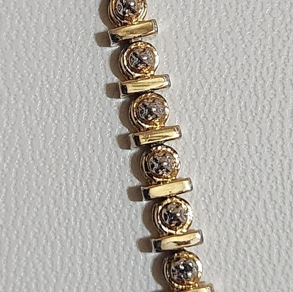Vintage Gold Tone Sterling Silver Tennis Bracelet - Picture 11 of 11